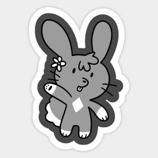 Gray Flower Bunny Sticker